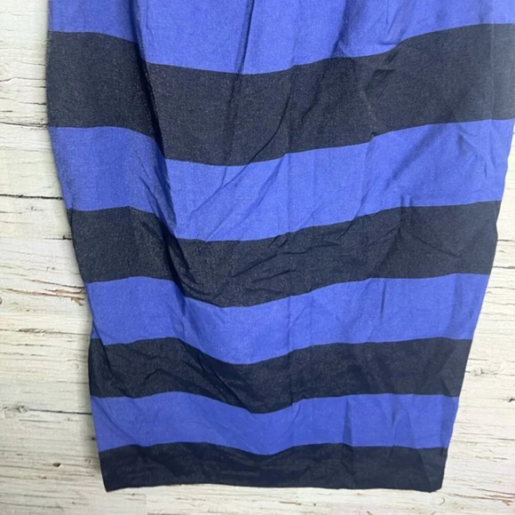 Banana republic blue striped midi skirt slit size 6 - Picture 6 of 7
